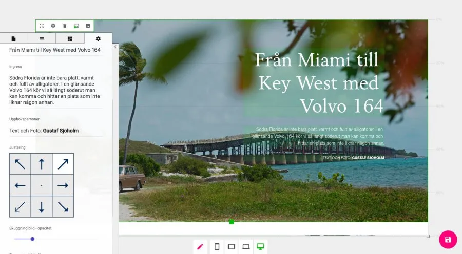 Volvo digital magazine CMS - dashboard view